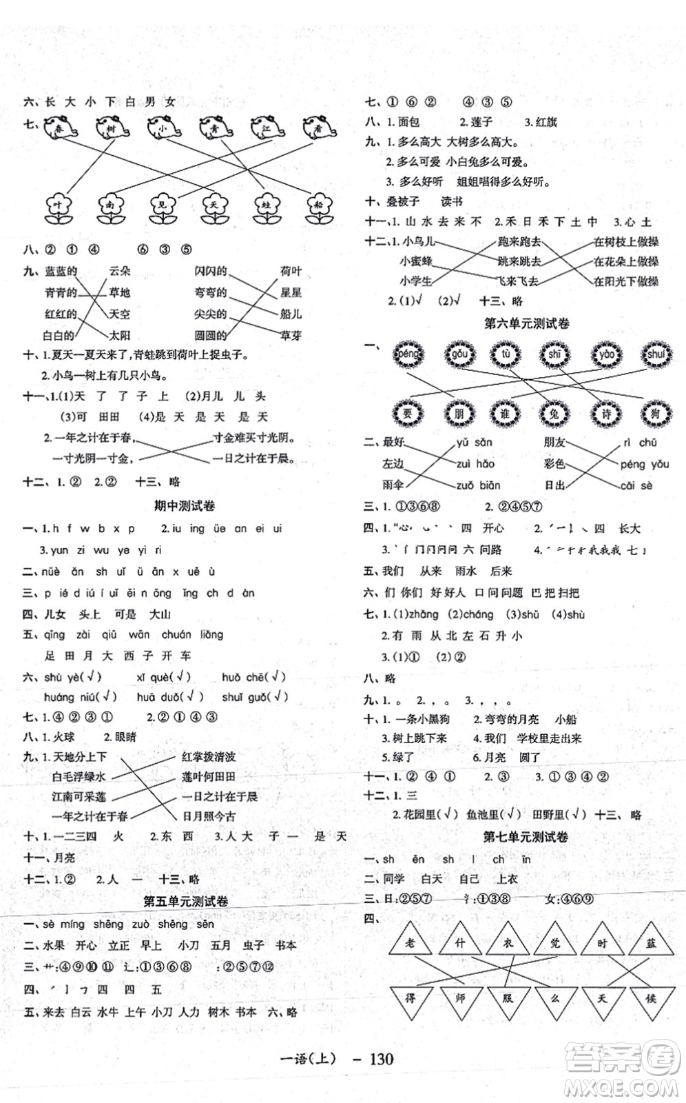 北方婦女兒童出版社2021小學(xué)語文學(xué)習(xí)好幫手一年級上冊人教版答案