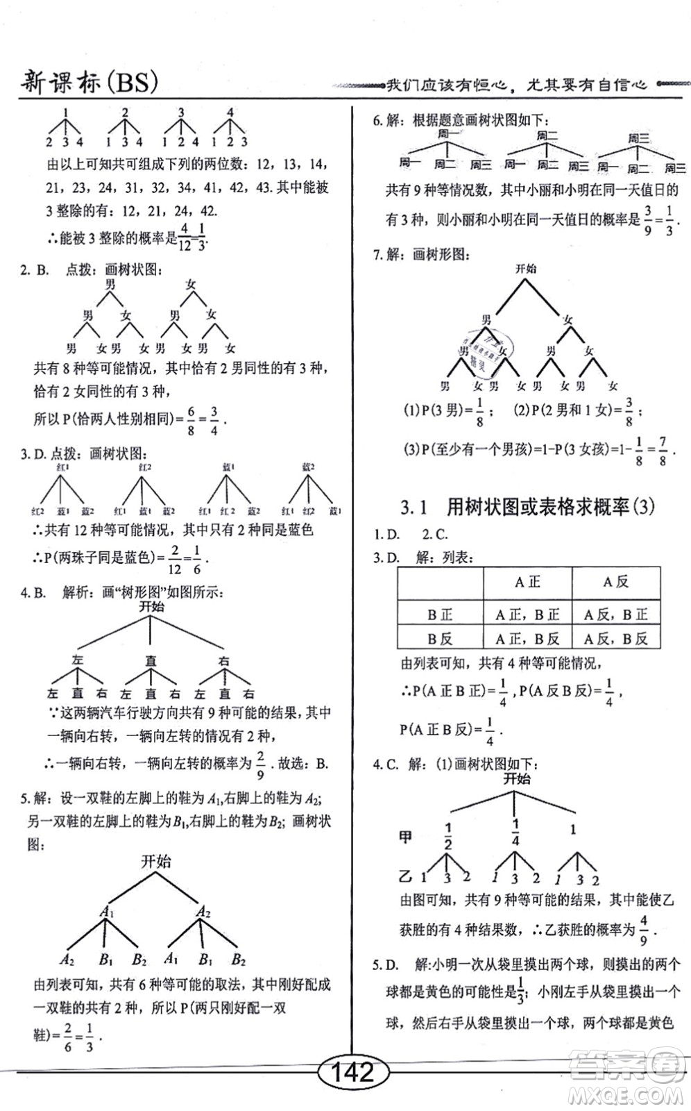 陽光出版社2021學考2+1隨堂10分鐘平行性測試題九年級數(shù)學上冊BS北師版答案