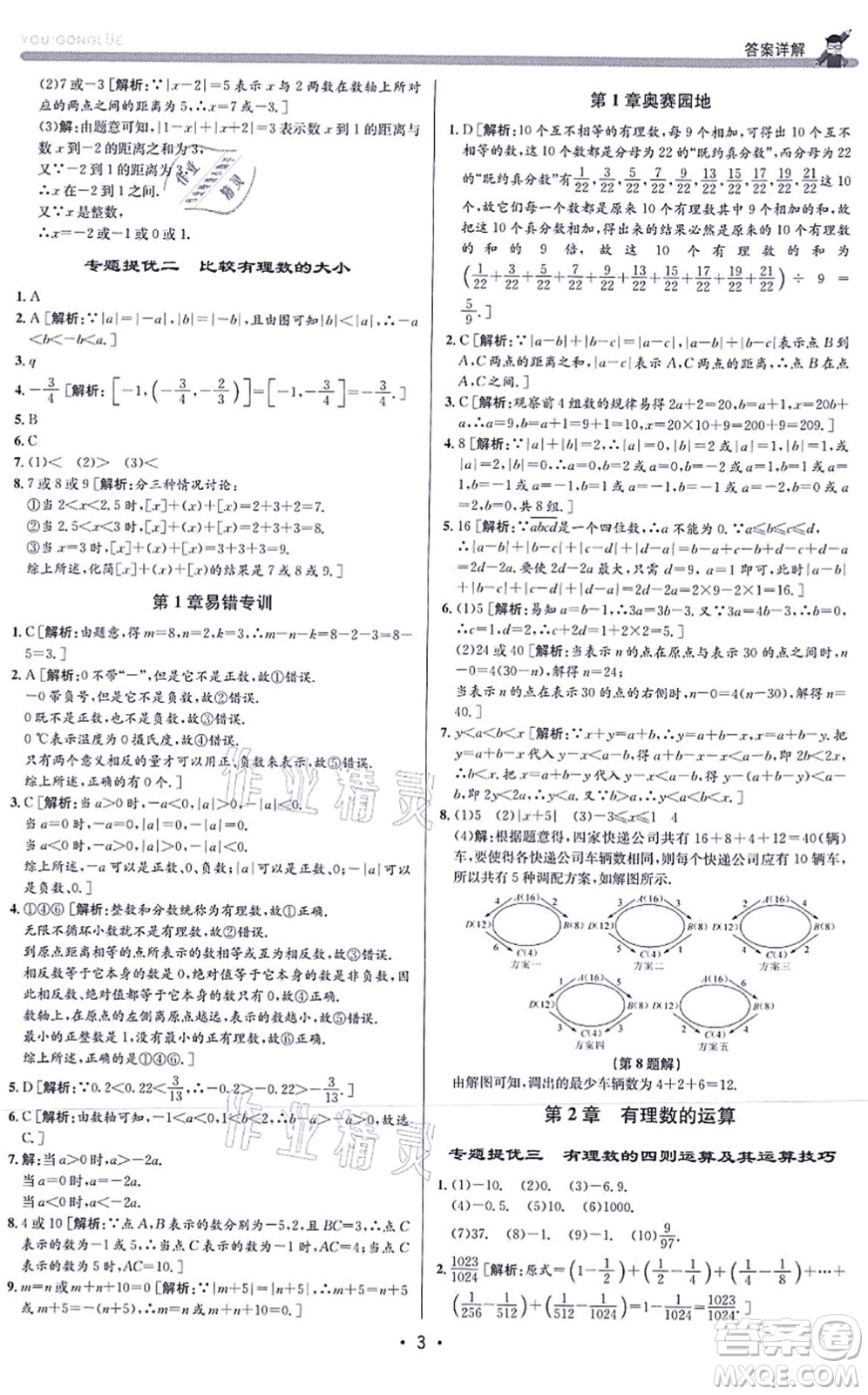 浙江人民出版社2021優(yōu)+攻略七年級(jí)數(shù)學(xué)上冊(cè)Z浙教版答案