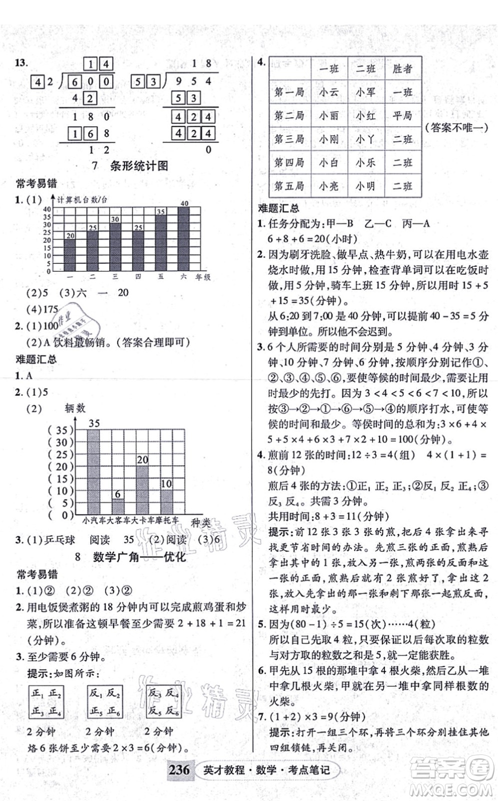 武漢出版社2021英才教程四年級數(shù)學上冊人教版答案