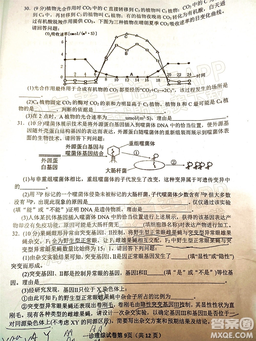 達(dá)州市普通高中2022屆第一次診斷性測(cè)試?yán)砜凭C合試題及答案