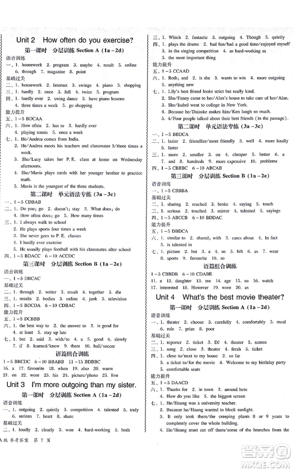 電子科技大學(xué)出版社2021零障礙導(dǎo)教導(dǎo)學(xué)案八年級英語上冊RJYY人教版答案