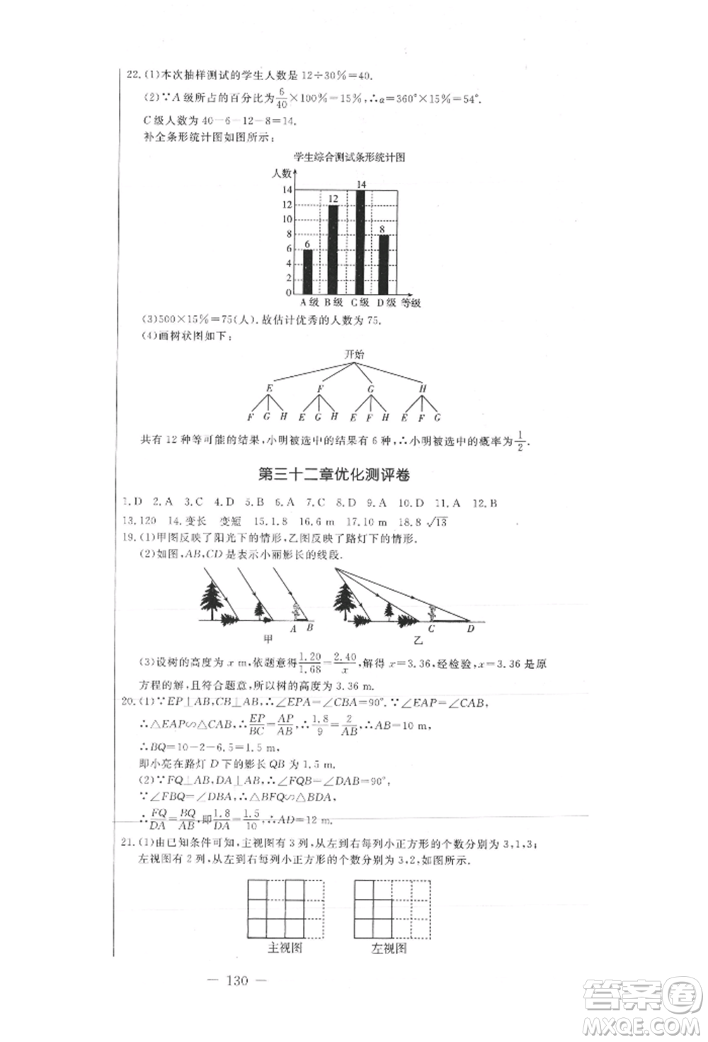 吉林教育出版社2021創(chuàng)新思維全程備考金題一卷通九年級數(shù)學(xué)冀教版參考答案