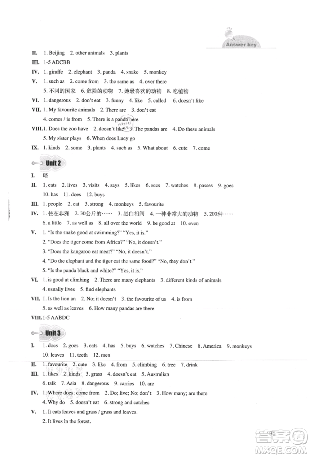 外語教學(xué)與研究出版社2021初中英語同步練習(xí)冊七年級上冊外研版參考答案