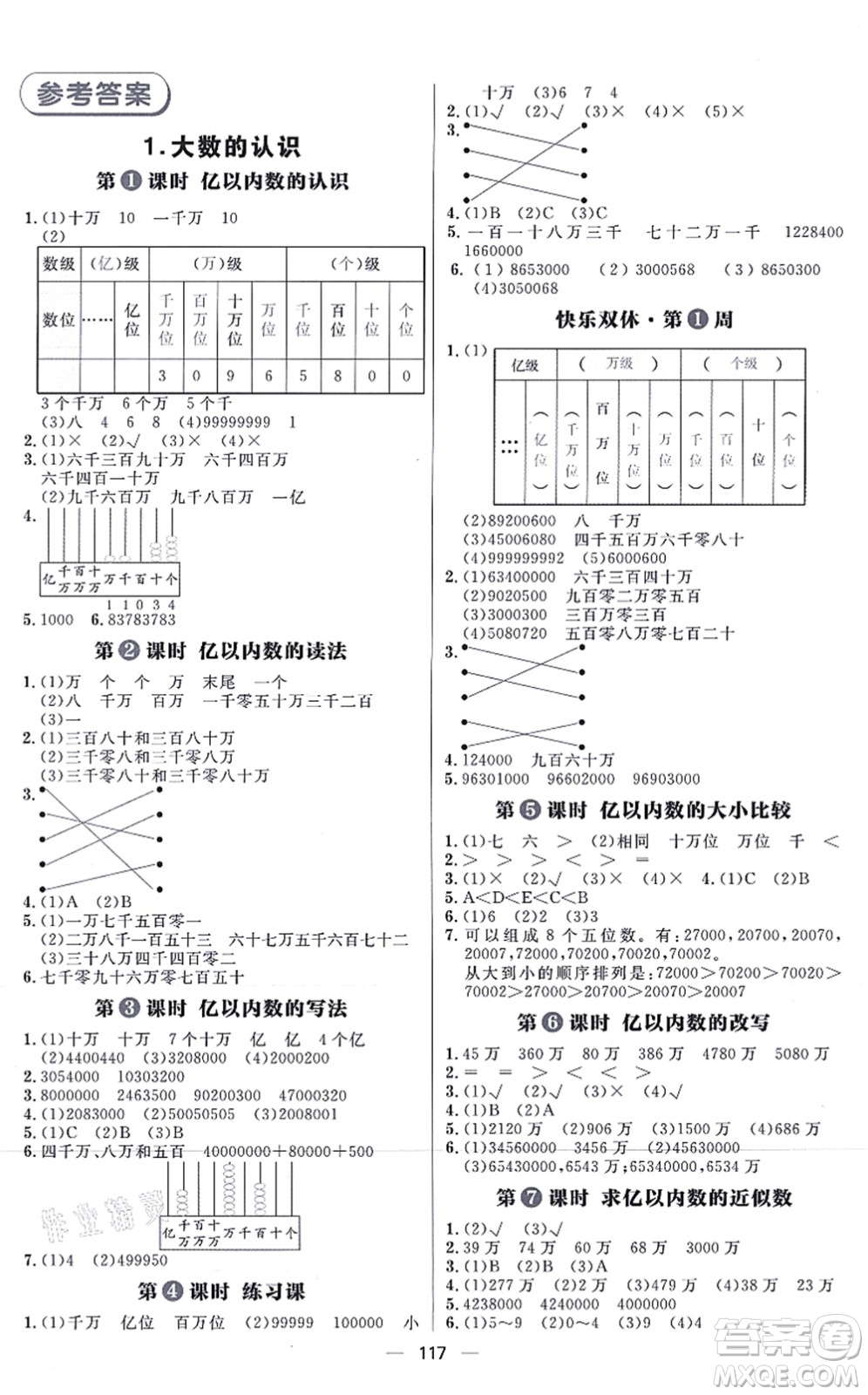 南方出版社2021練出好成績(jī)四年級(jí)數(shù)學(xué)上冊(cè)RJ人教版答案