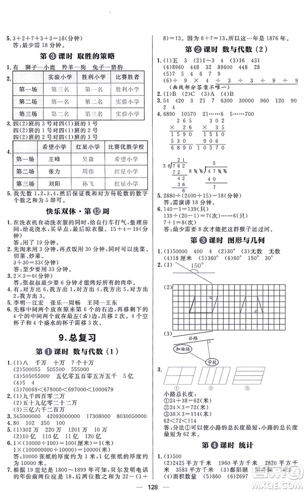 南方出版社2021練出好成績(jī)四年級(jí)數(shù)學(xué)上冊(cè)RJ人教版答案