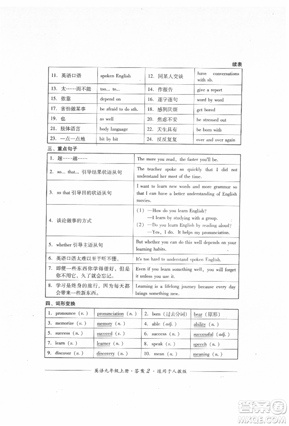 四川教育出版社2021單元測評九年級英語上冊人教版參考答案