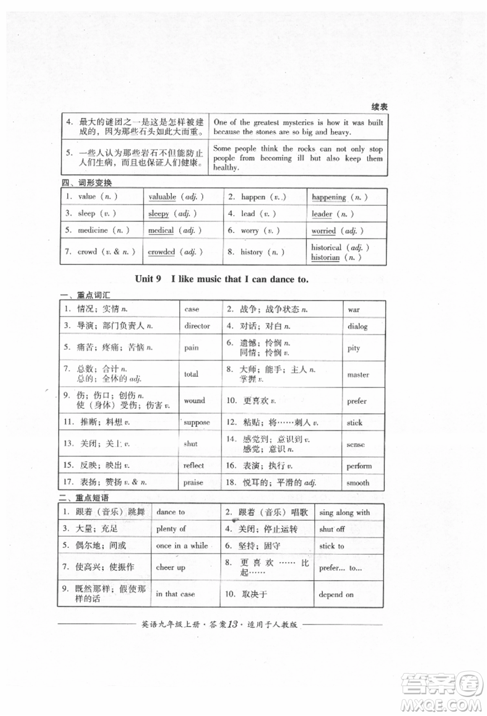 四川教育出版社2021單元測評九年級英語上冊人教版參考答案