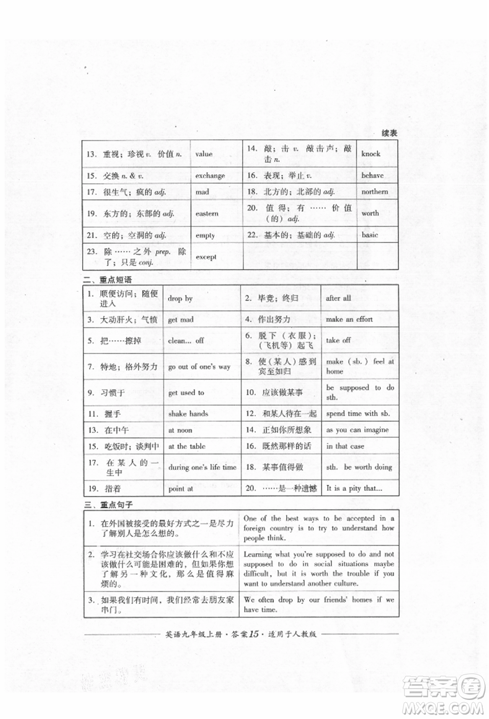 四川教育出版社2021單元測評九年級英語上冊人教版參考答案