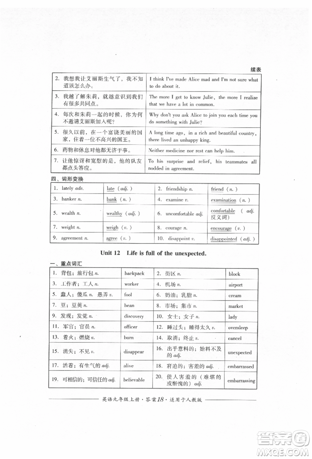 四川教育出版社2021單元測評九年級英語上冊人教版參考答案