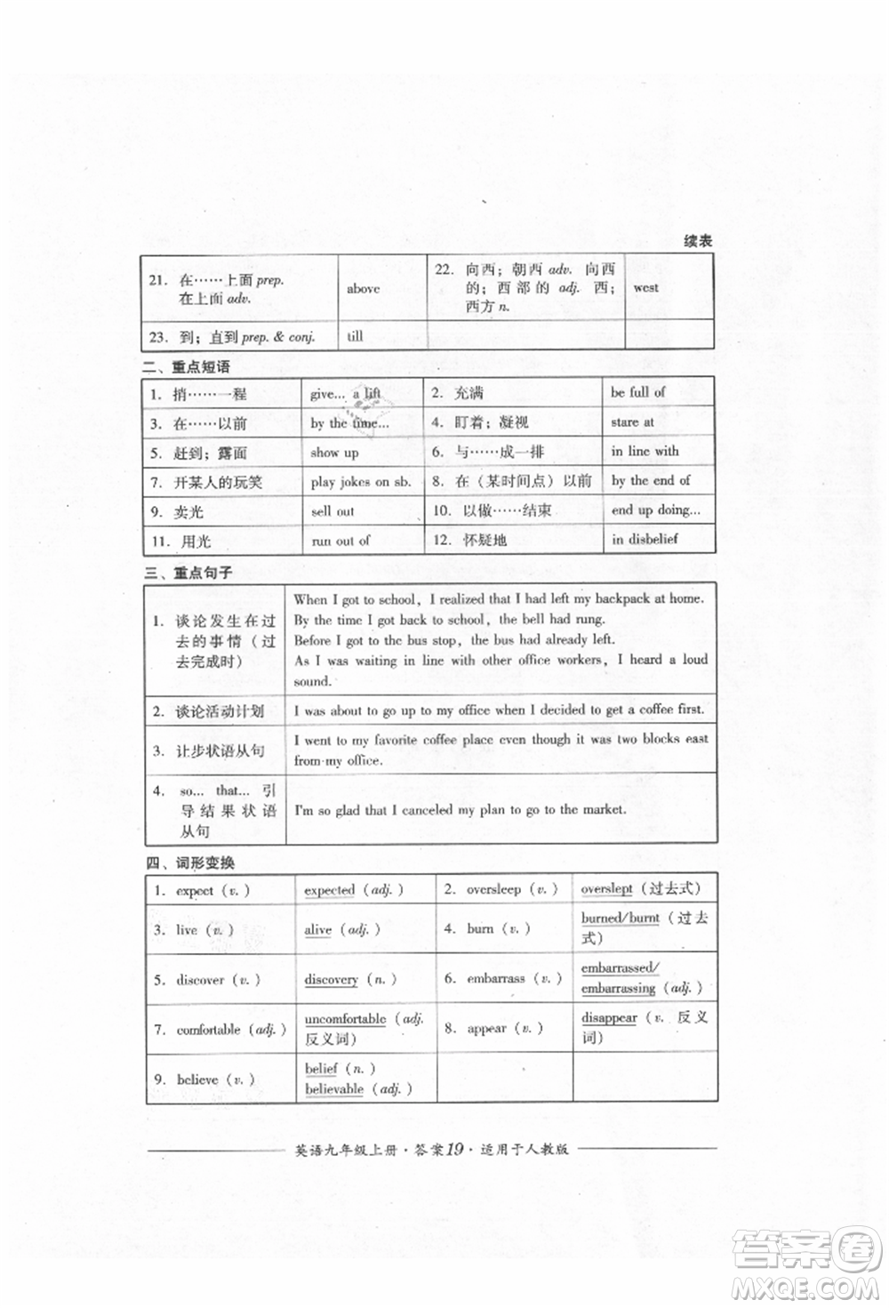 四川教育出版社2021單元測評九年級英語上冊人教版參考答案