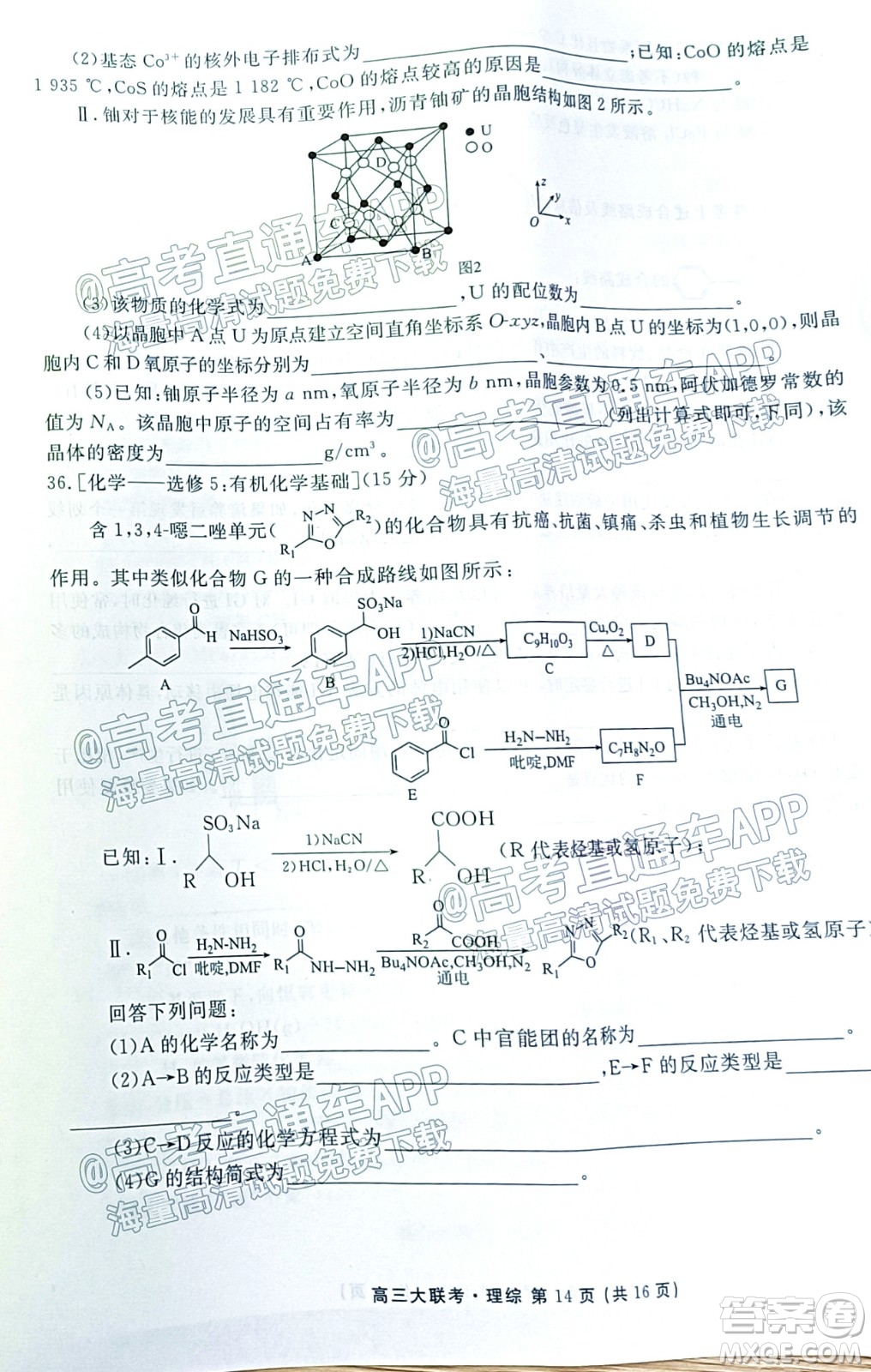 2022屆四省名校高三第二次大聯(lián)考理綜試題及答案