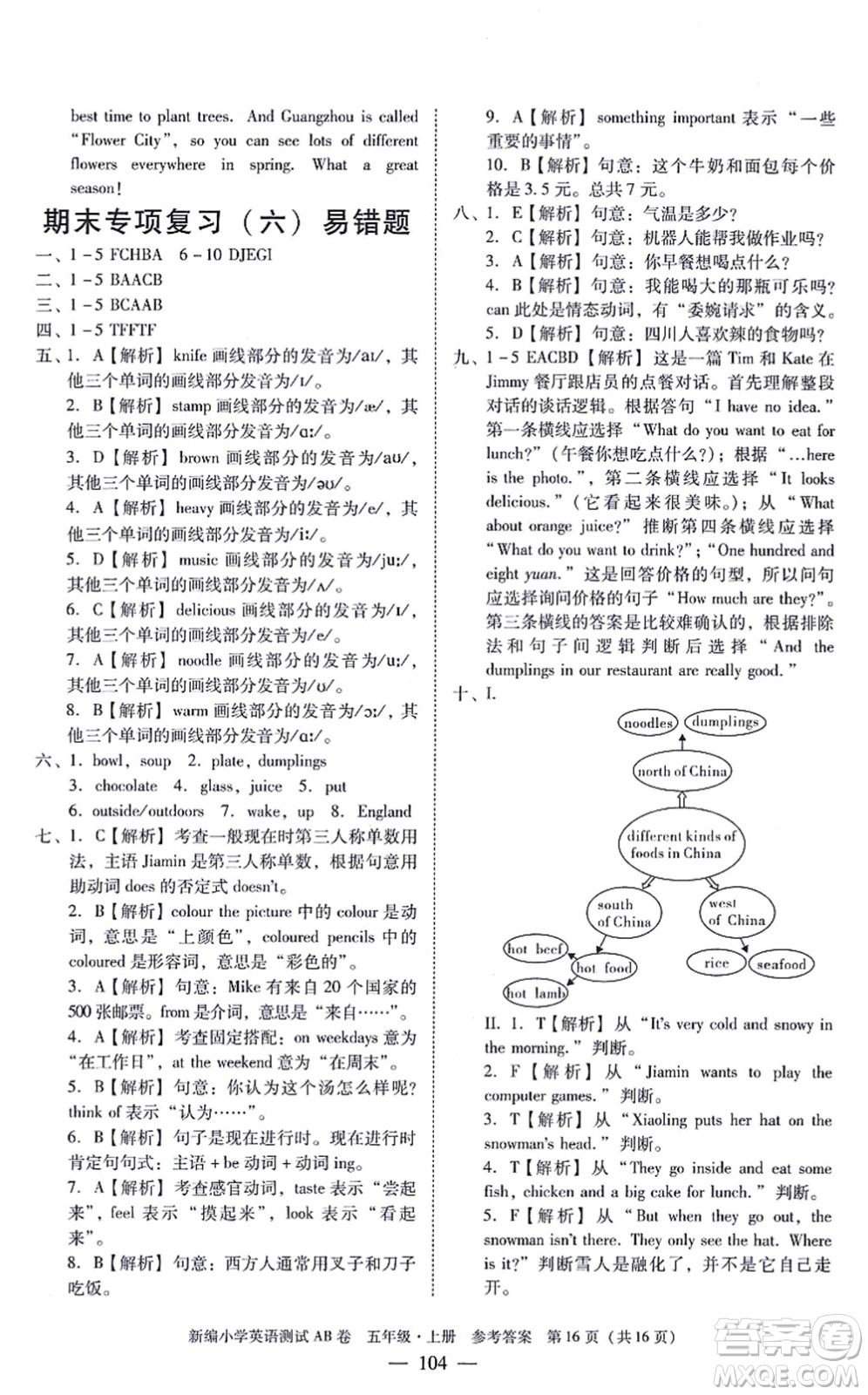 華南理工大學(xué)出版社2021小學(xué)英語(yǔ)測(cè)試AB卷五年級(jí)上冊(cè)RJ人教版廣州專版答案