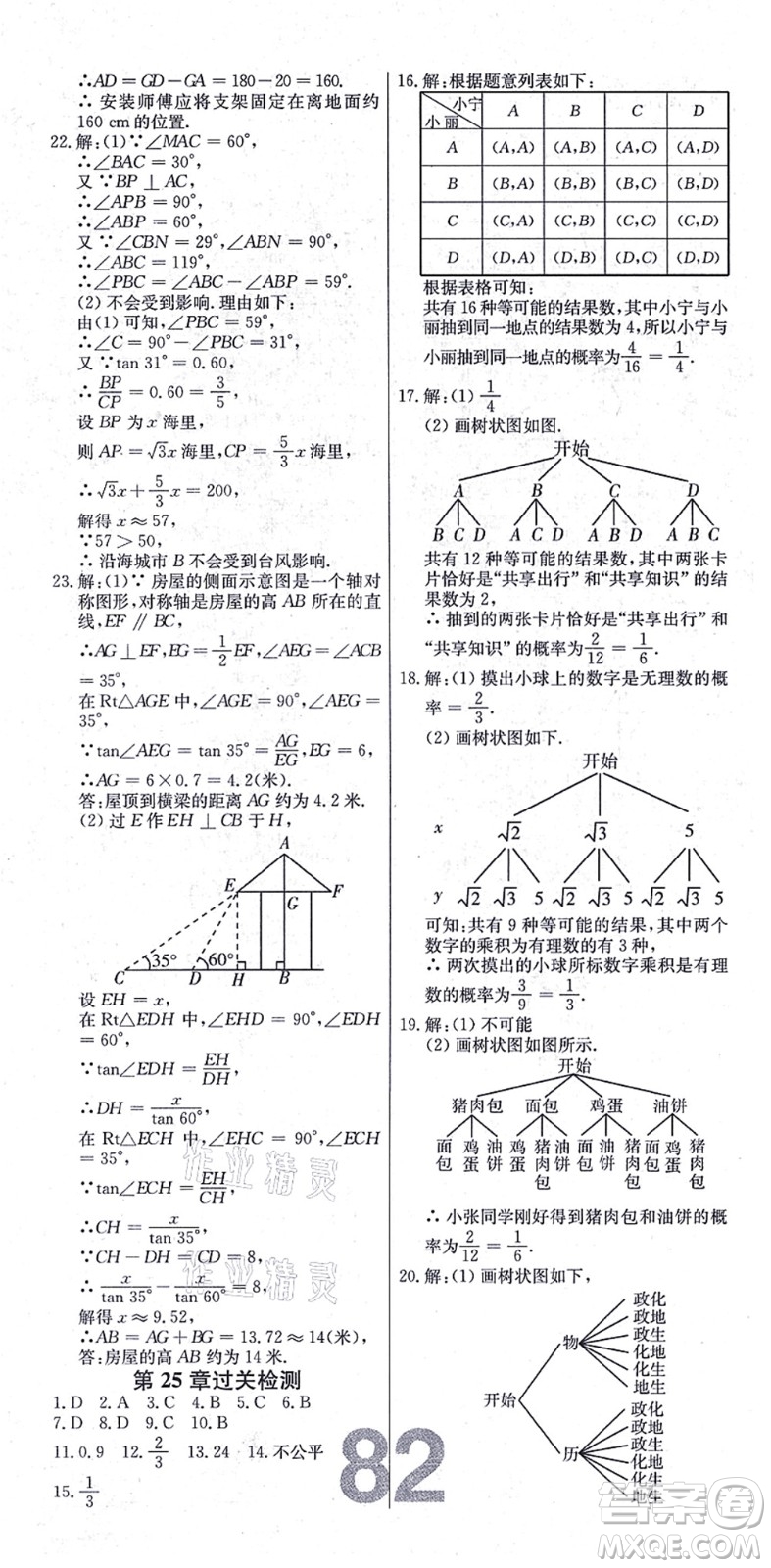 遼寧少年兒童出版社2021練重點(diǎn)九年級數(shù)學(xué)上冊HS華師版河南專版答案