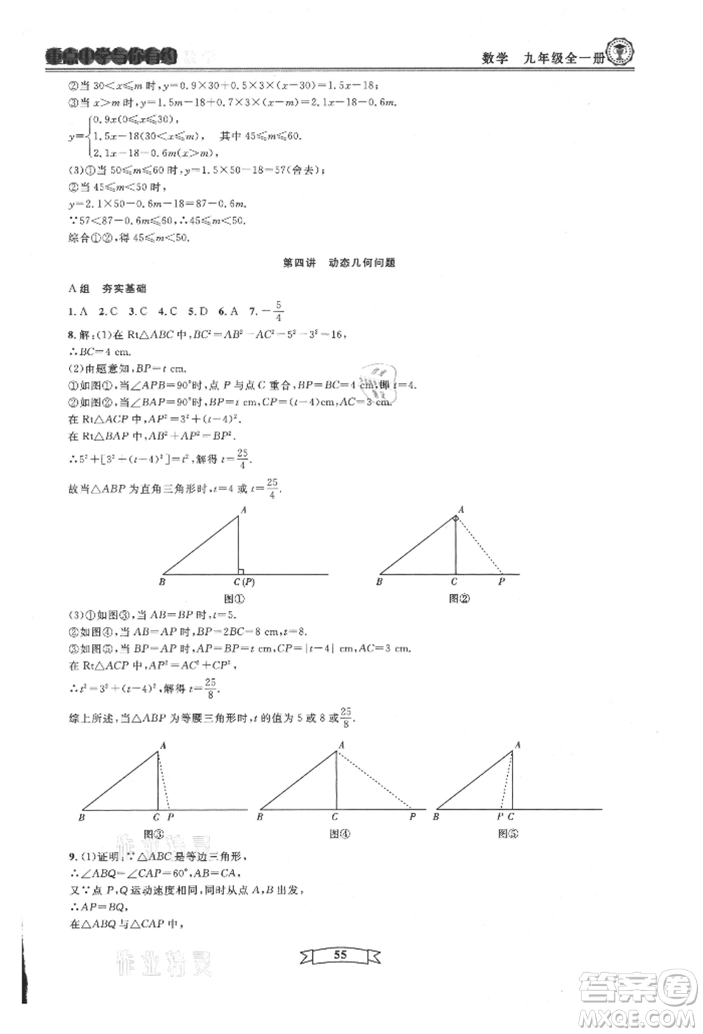 天津科學(xué)技術(shù)出版社2021重點中學(xué)與你有約九年級數(shù)學(xué)浙教版參考答案