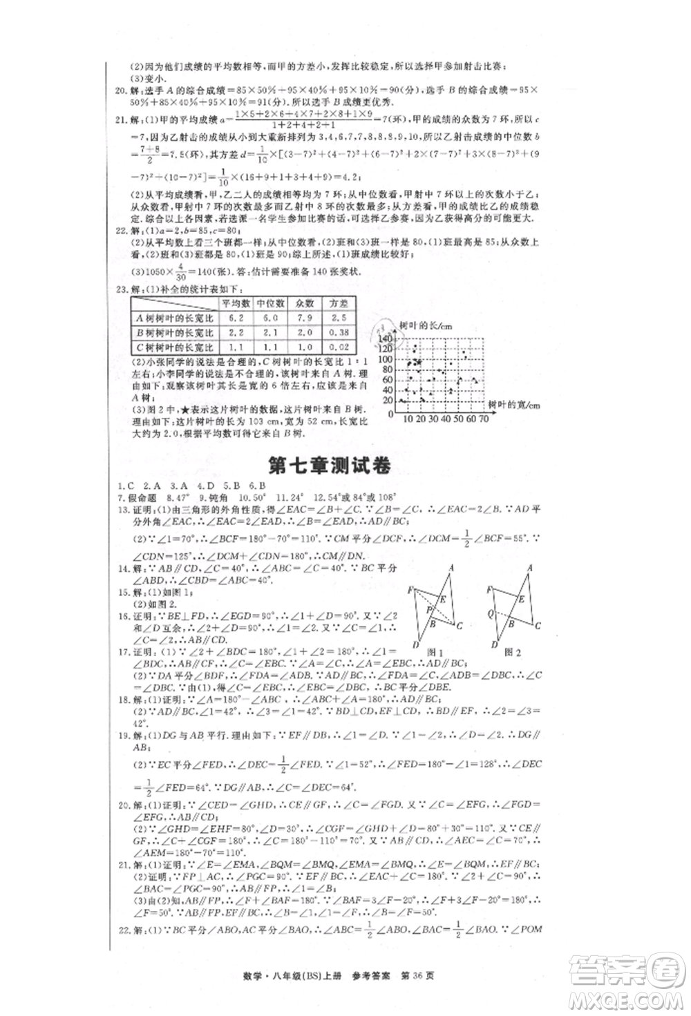 東方出版社2021贏在新課堂八年級(jí)數(shù)學(xué)上冊北師大版江西專版參考答案