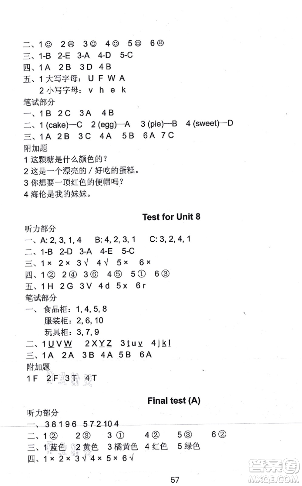 譯林出版社2021課課練小學(xué)英語活頁卷三年級英語上冊譯林版答案