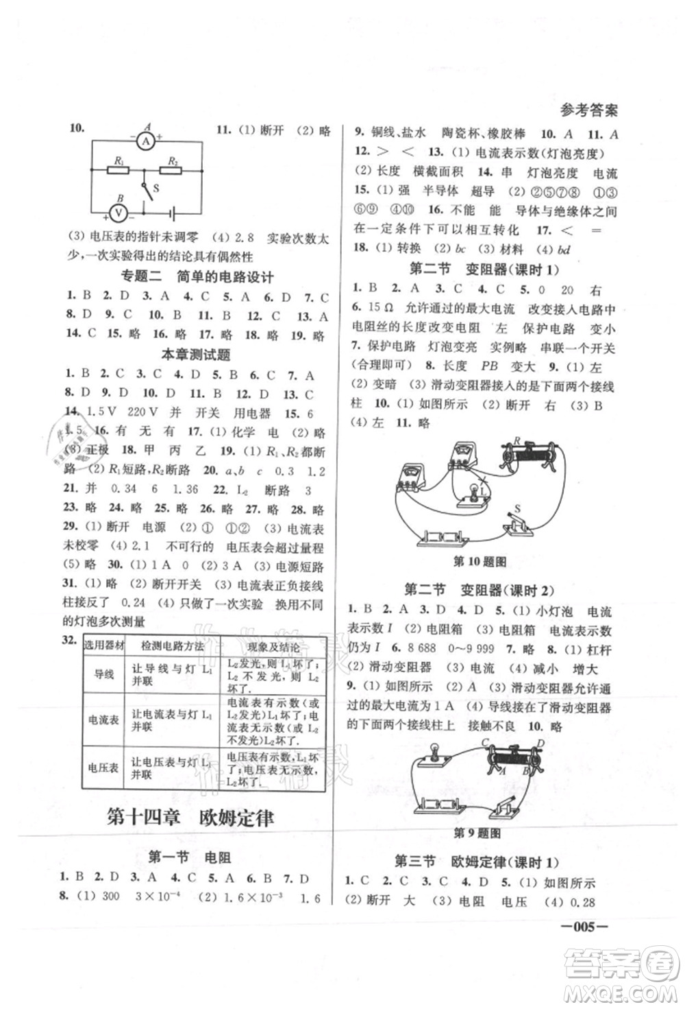 江蘇鳳凰美術(shù)出版社2021課堂追蹤九年級物理上冊蘇科版參考答案