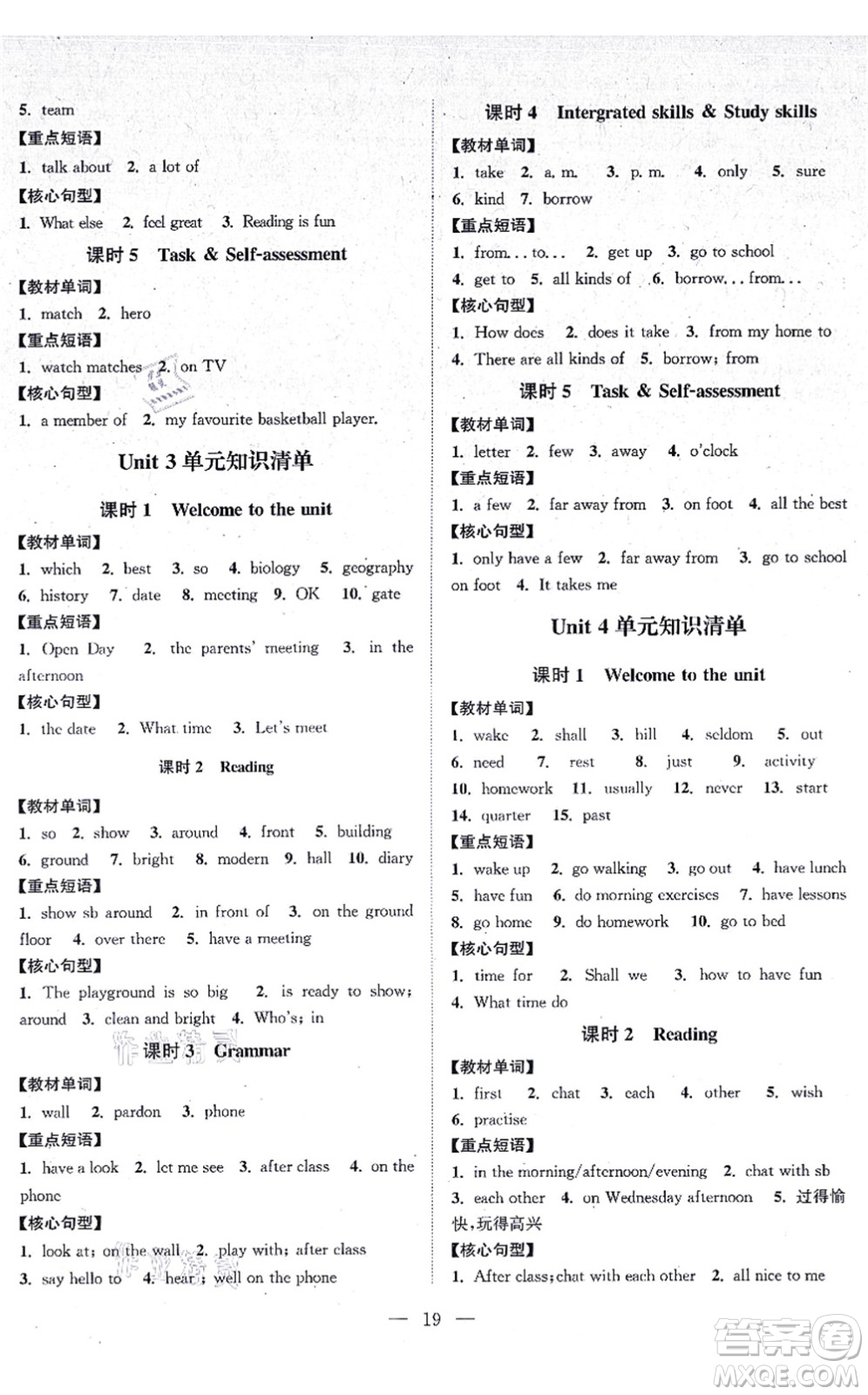 江蘇人民出版社2021創(chuàng)新課時(shí)作業(yè)本七年級(jí)英語上冊(cè)譯林版連云港專版答案