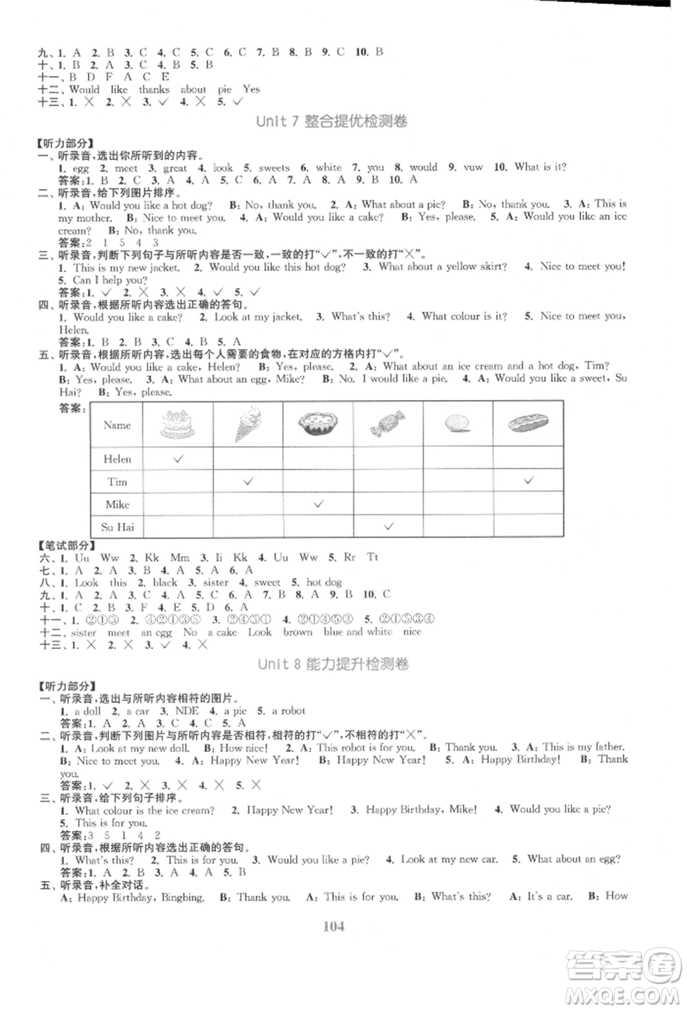 北方婦女兒童出版社2021金色課堂復(fù)習(xí)金卷同步跟蹤大試卷三年級(jí)英語上冊(cè)譯林版參考答案