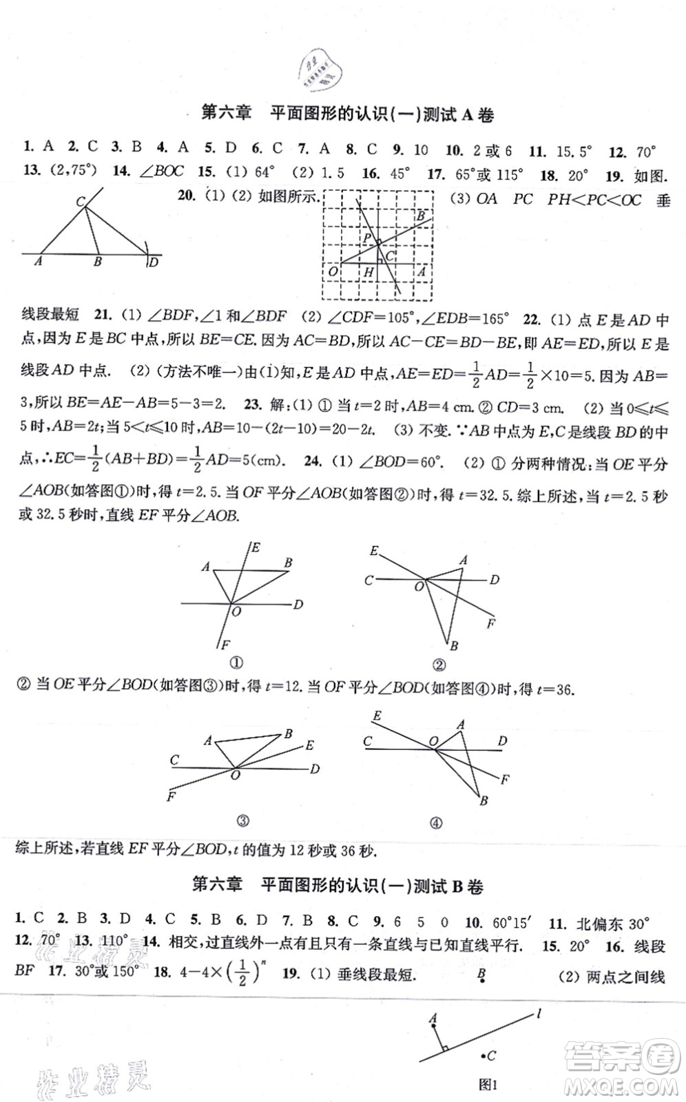 江蘇鳳凰美術(shù)出版社2021創(chuàng)新課時作業(yè)七年級數(shù)學(xué)上冊新課標(biāo)江蘇版答案