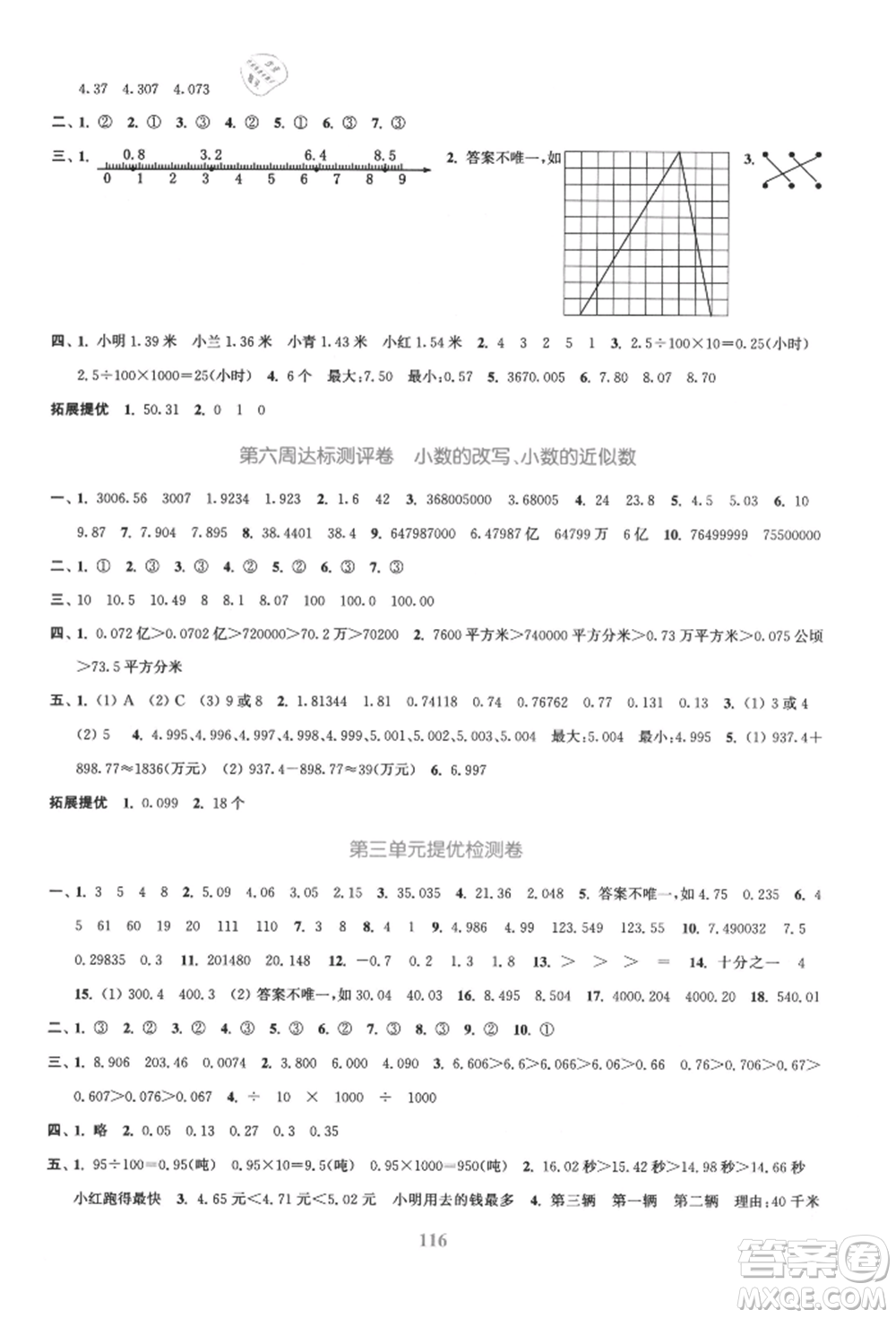 北方婦女兒童出版社2021金色課堂復(fù)習(xí)金卷同步跟蹤大試卷五年級數(shù)學(xué)上冊蘇教版參考答案