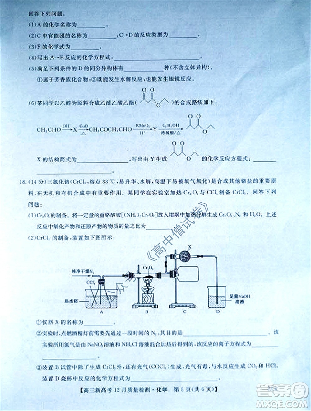 2022屆九師聯(lián)盟高三新高考12月質(zhì)量檢測(cè)湖北卷化學(xué)試題及答案