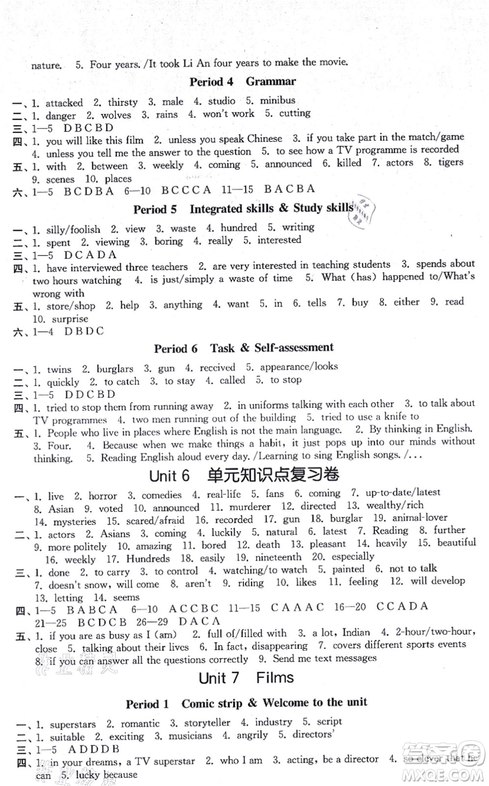 江蘇鳳凰美術(shù)出版社2021創(chuàng)新課時作業(yè)九年級英語上冊新課標(biāo)江蘇版答案