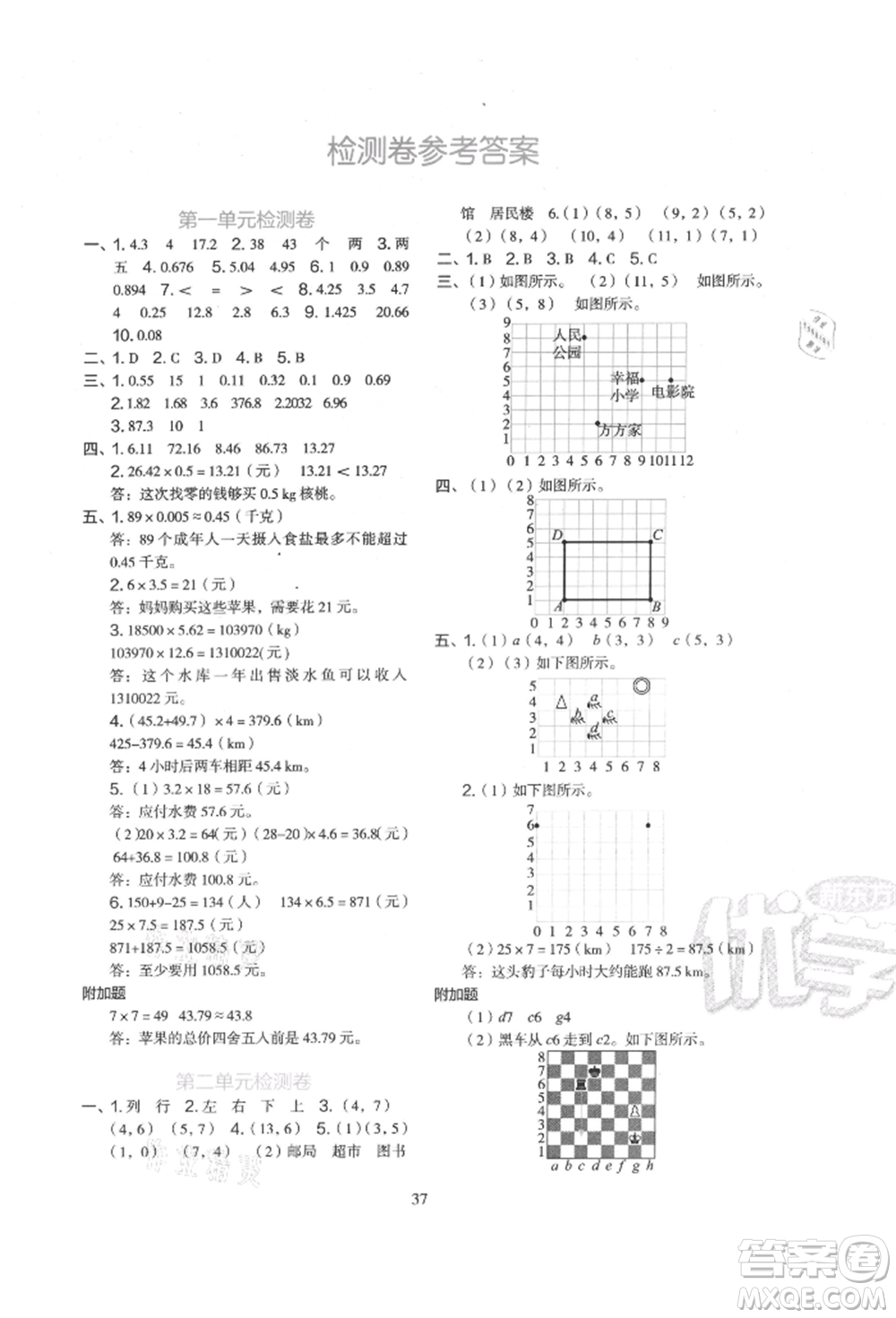 浙江教育出版社2021新東方優(yōu)學(xué)練五年級數(shù)學(xué)上冊人教版參考答案