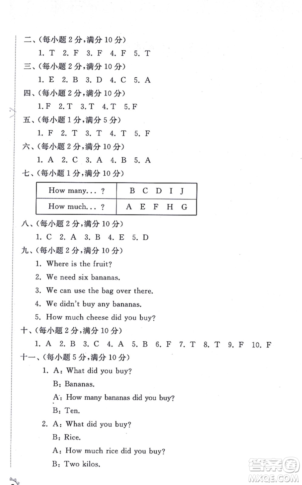 山東友誼出版社2021小學(xué)同步練習(xí)冊提優(yōu)測試卷五年級英語上冊WY外研版答案