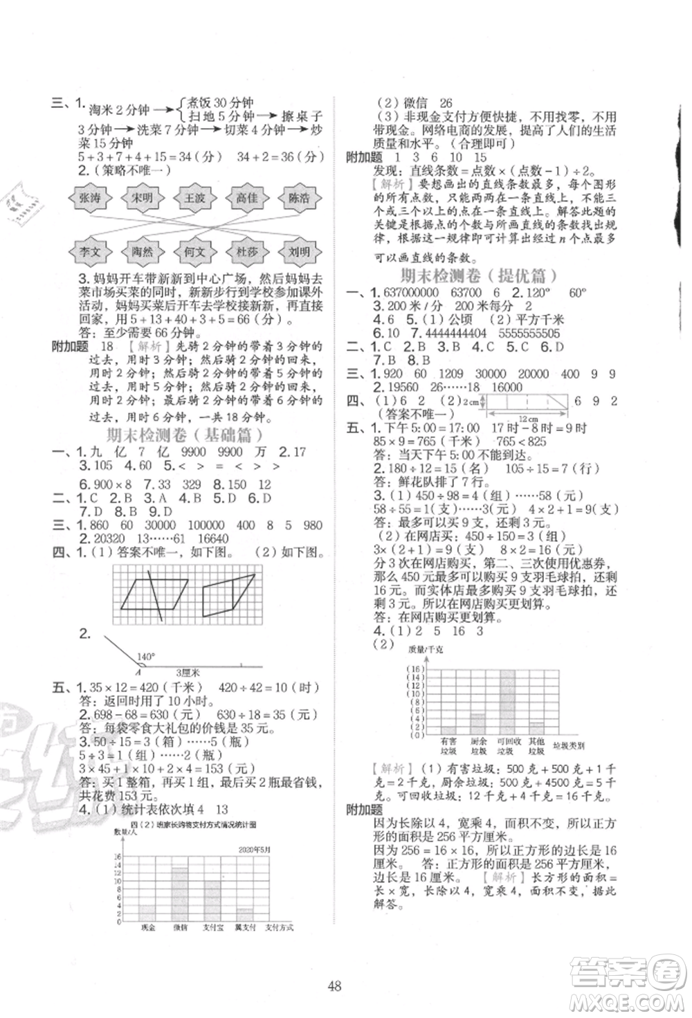 浙江教育出版社2021新東方優(yōu)學(xué)練四年級(jí)數(shù)學(xué)上冊(cè)人教版參考答案