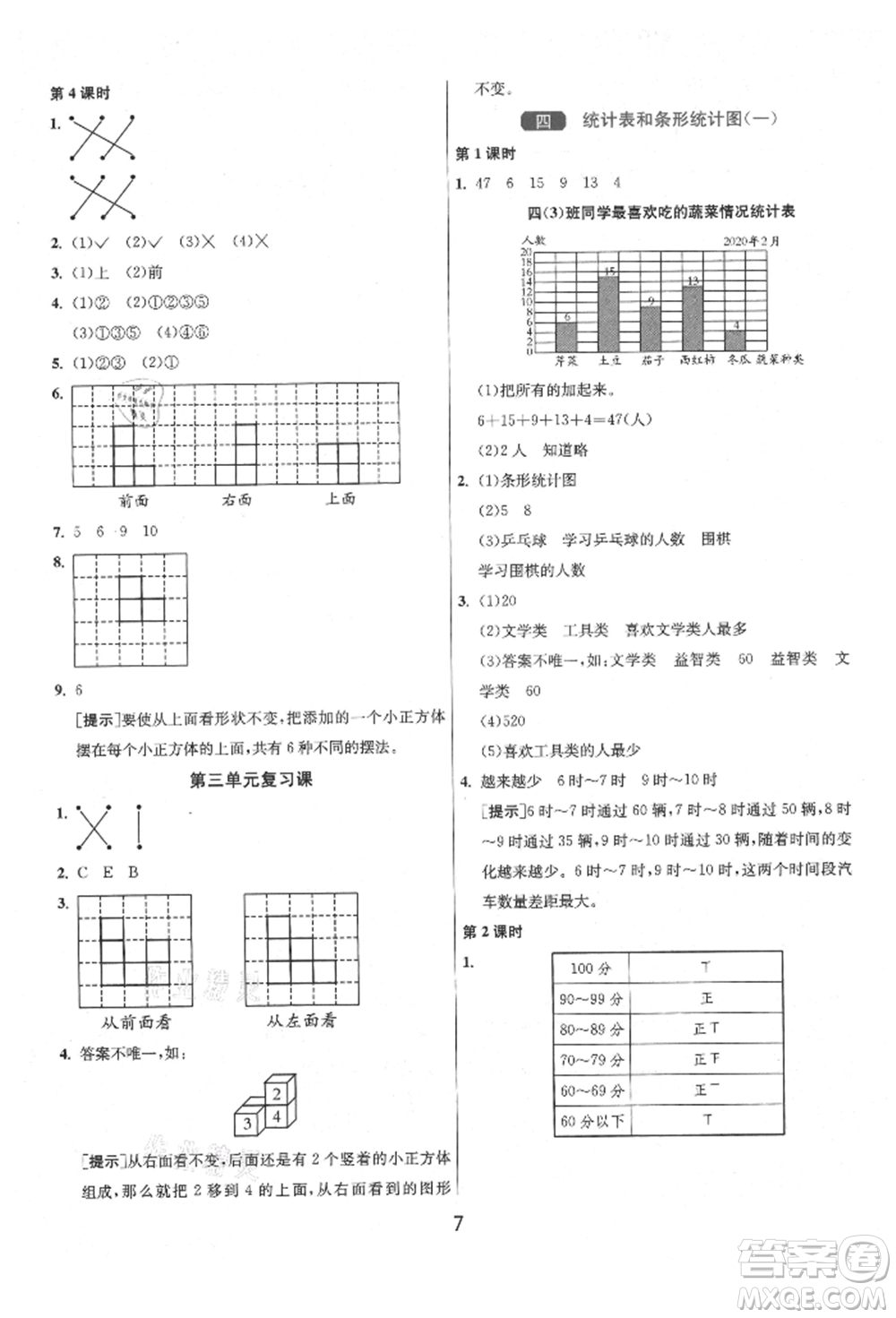 江蘇人民出版社2021年1課3練單元達(dá)標(biāo)測(cè)試四年級(jí)上冊(cè)數(shù)學(xué)蘇教版參考答案