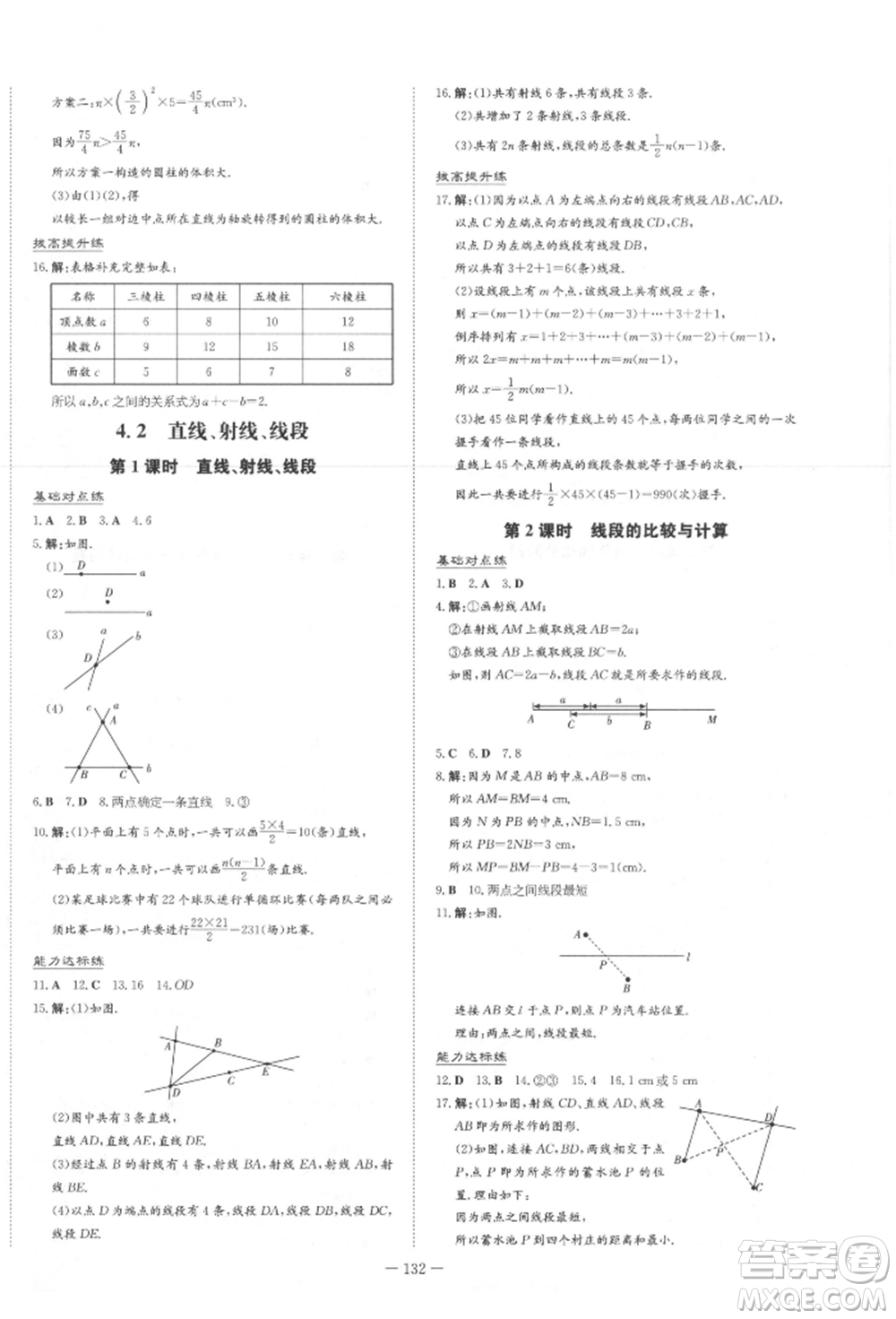 吉林教育出版社2021練案課時(shí)作業(yè)本七年級(jí)數(shù)學(xué)上冊(cè)人教版參考答案