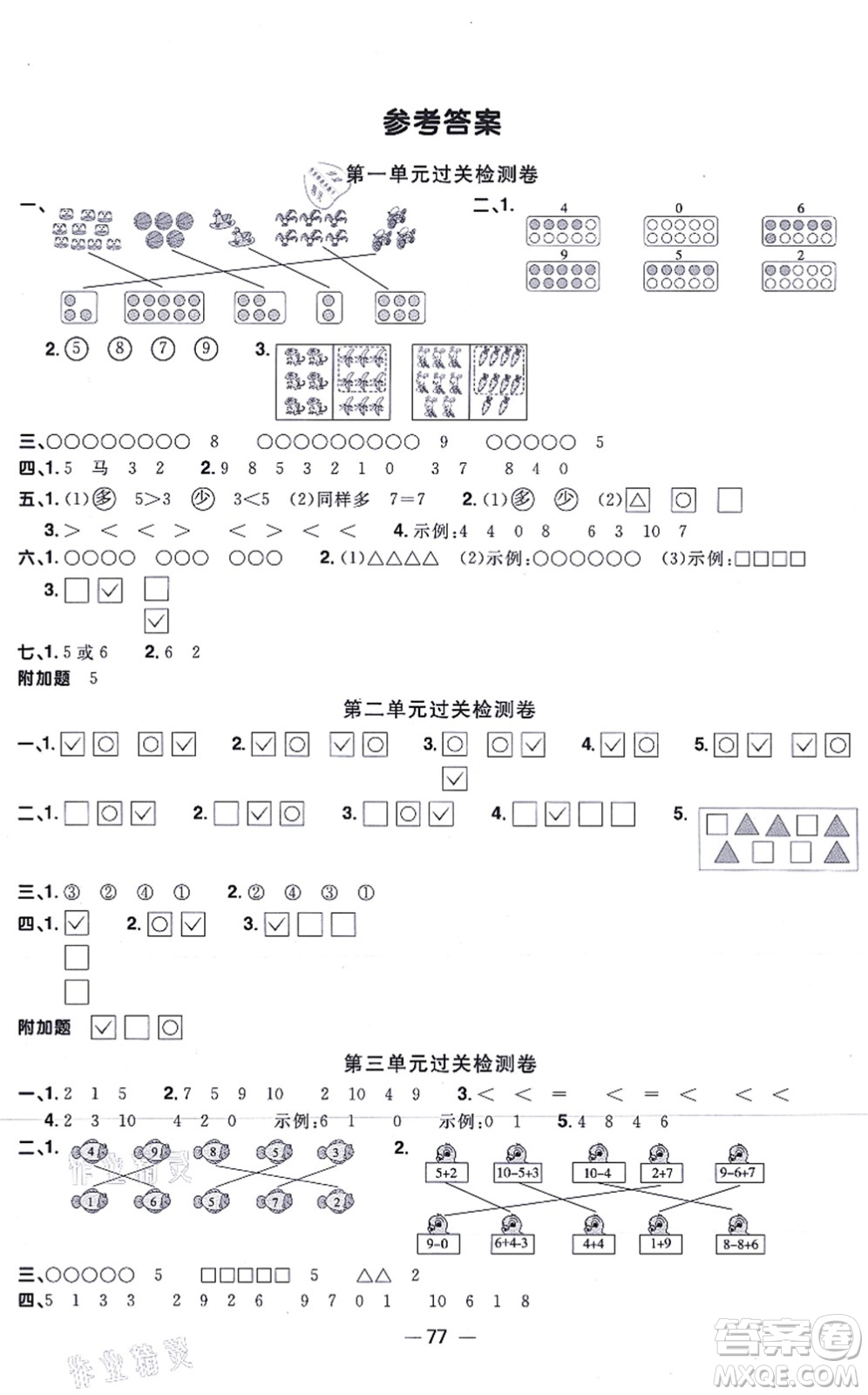 江西教育出版社2021陽光同學(xué)一線名師全優(yōu)好卷一年級數(shù)學(xué)上冊BS北師版答案