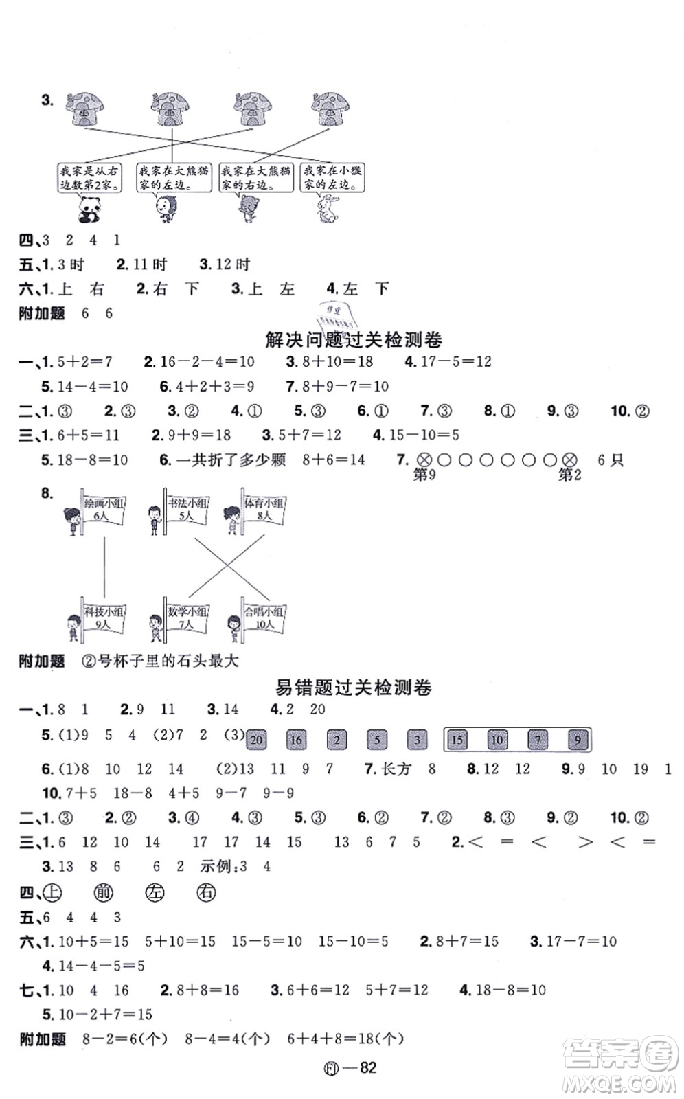 福建少年兒童出版社2021陽光同學(xué)一線名師全優(yōu)好卷一年級(jí)數(shù)學(xué)上冊(cè)RJ人教版福建專版答案