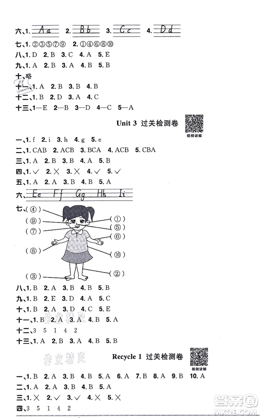 江西教育出版社2021陽光同學(xué)一線名師全優(yōu)好卷三年級英語上冊PEP版答案