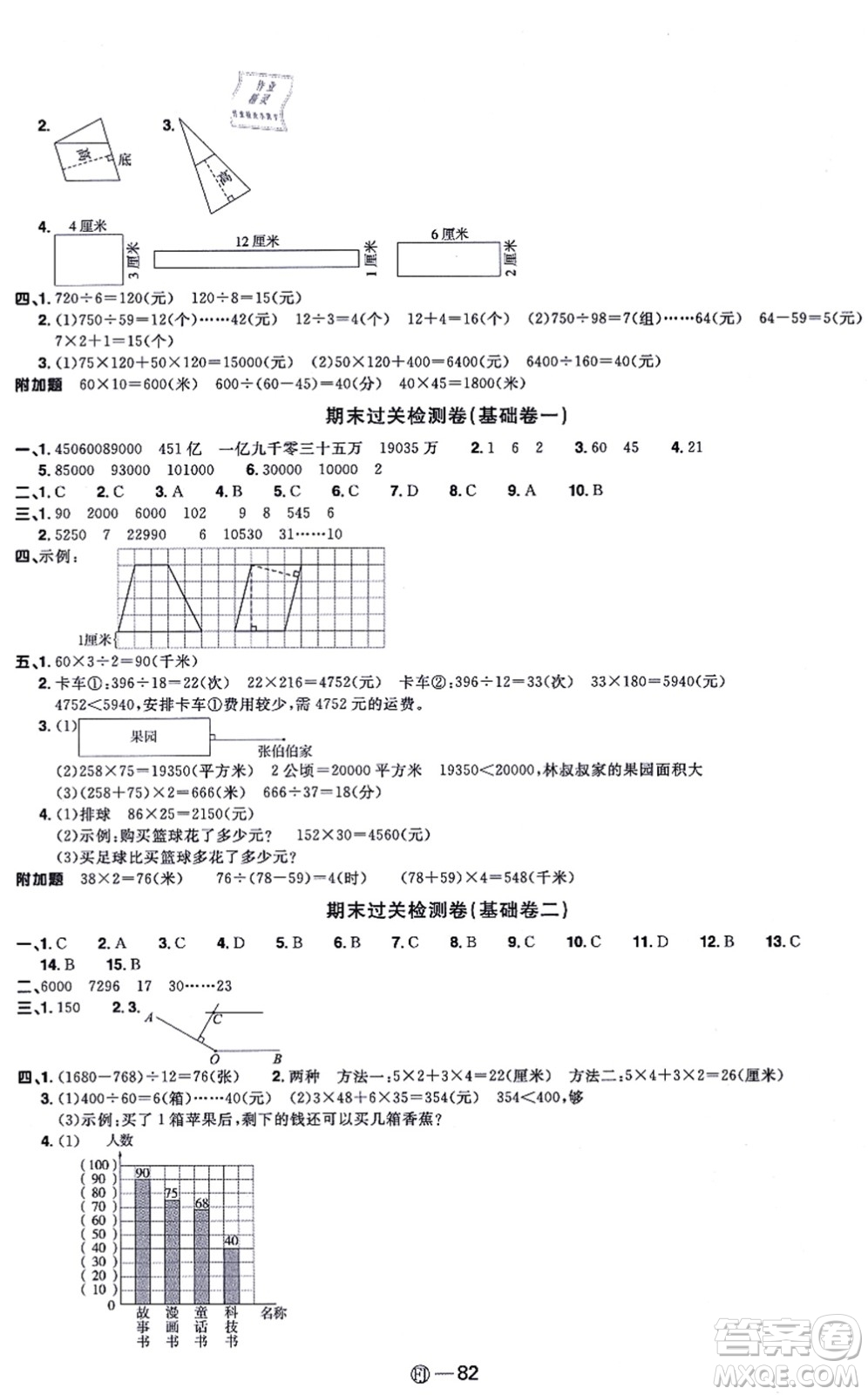 福建少年兒童出版社2021陽光同學(xué)一線名師全優(yōu)好卷四年級數(shù)學(xué)上冊RJ人教版福建專版答案