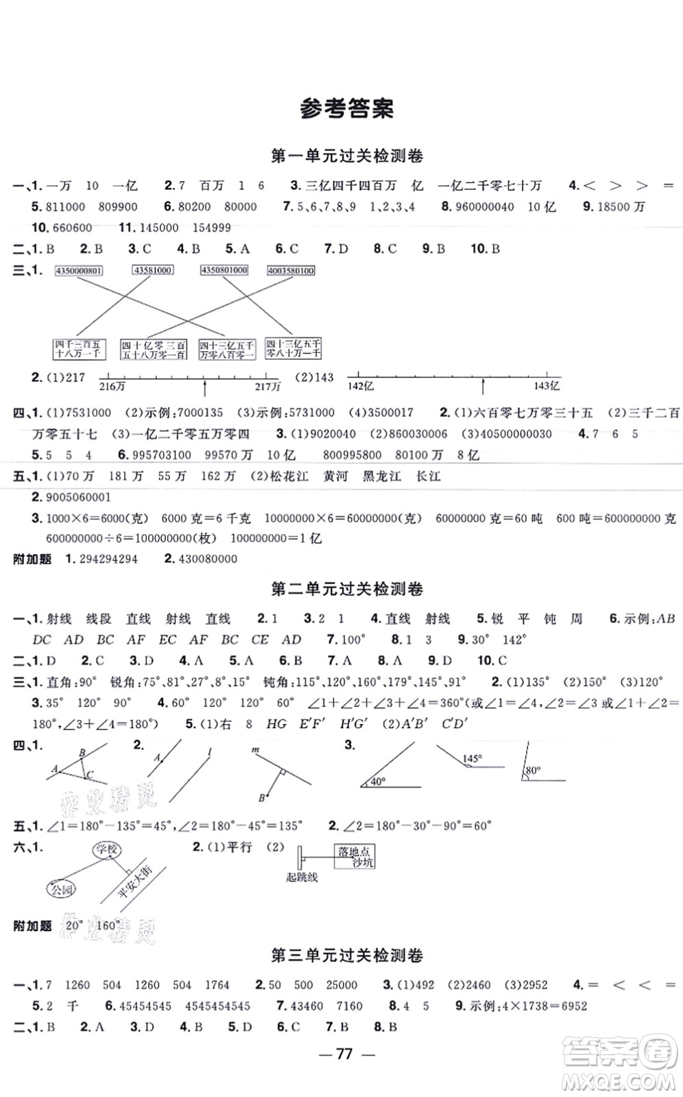 江西教育出版社2021陽光同學(xué)一線名師全優(yōu)好卷四年級(jí)數(shù)學(xué)上冊(cè)BS北師版福建專版答案