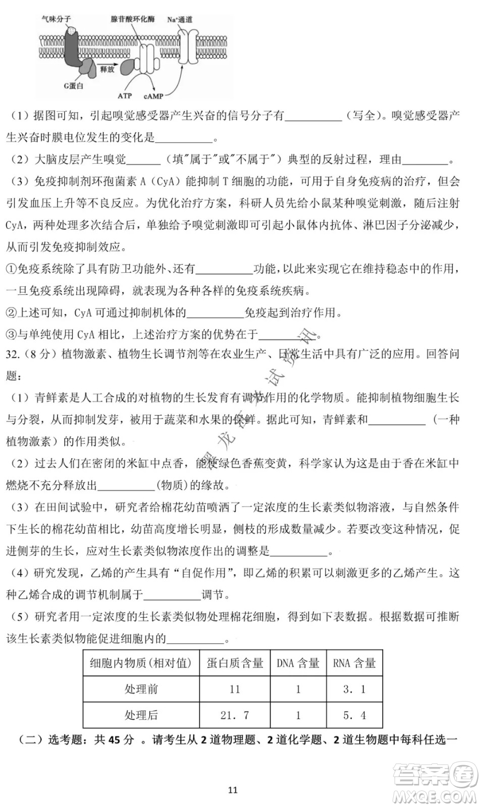 哈爾濱市第一中學(xué)2021-2022學(xué)年度高三上學(xué)期理綜期末試卷及答案