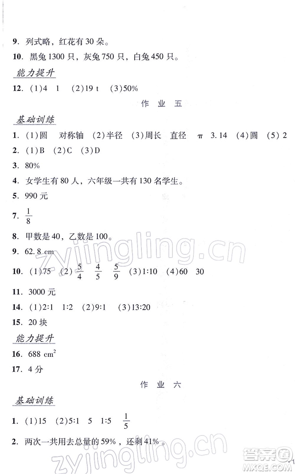 吉林出版集團(tuán)股份有限公司2022假日數(shù)學(xué)六年級(jí)寒假B北師版答案