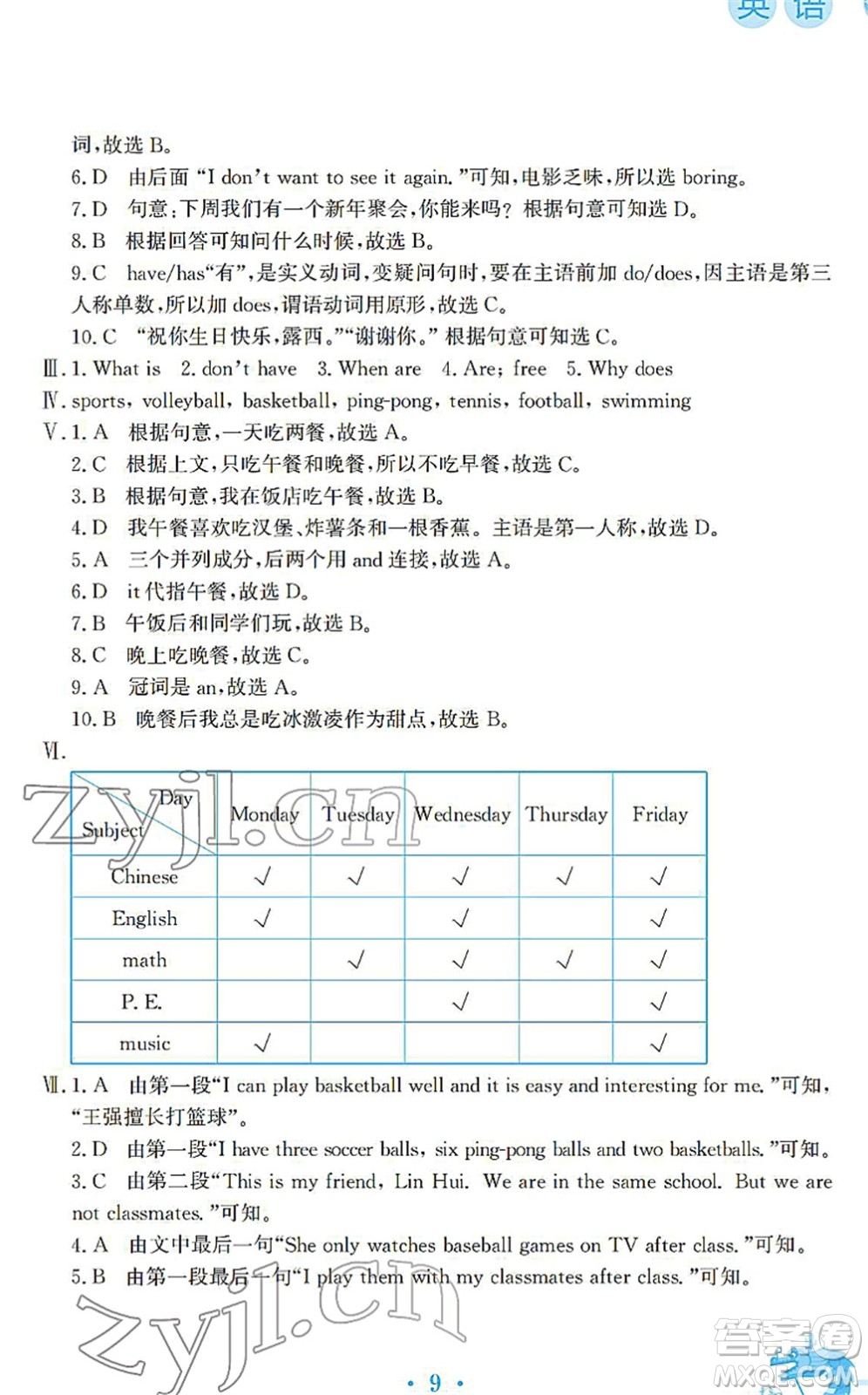 安徽教育出版社2022寒假作業(yè)七年級(jí)英語人教版答案