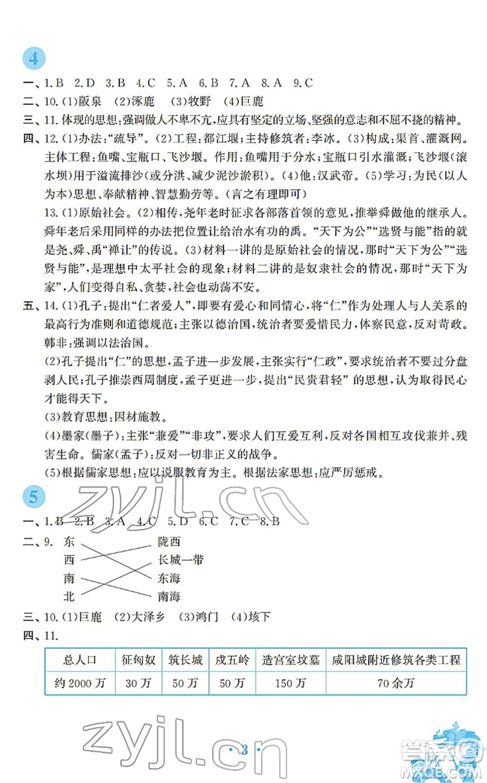 安徽教育出版社2022寒假作業(yè)七年級歷史人教版答案