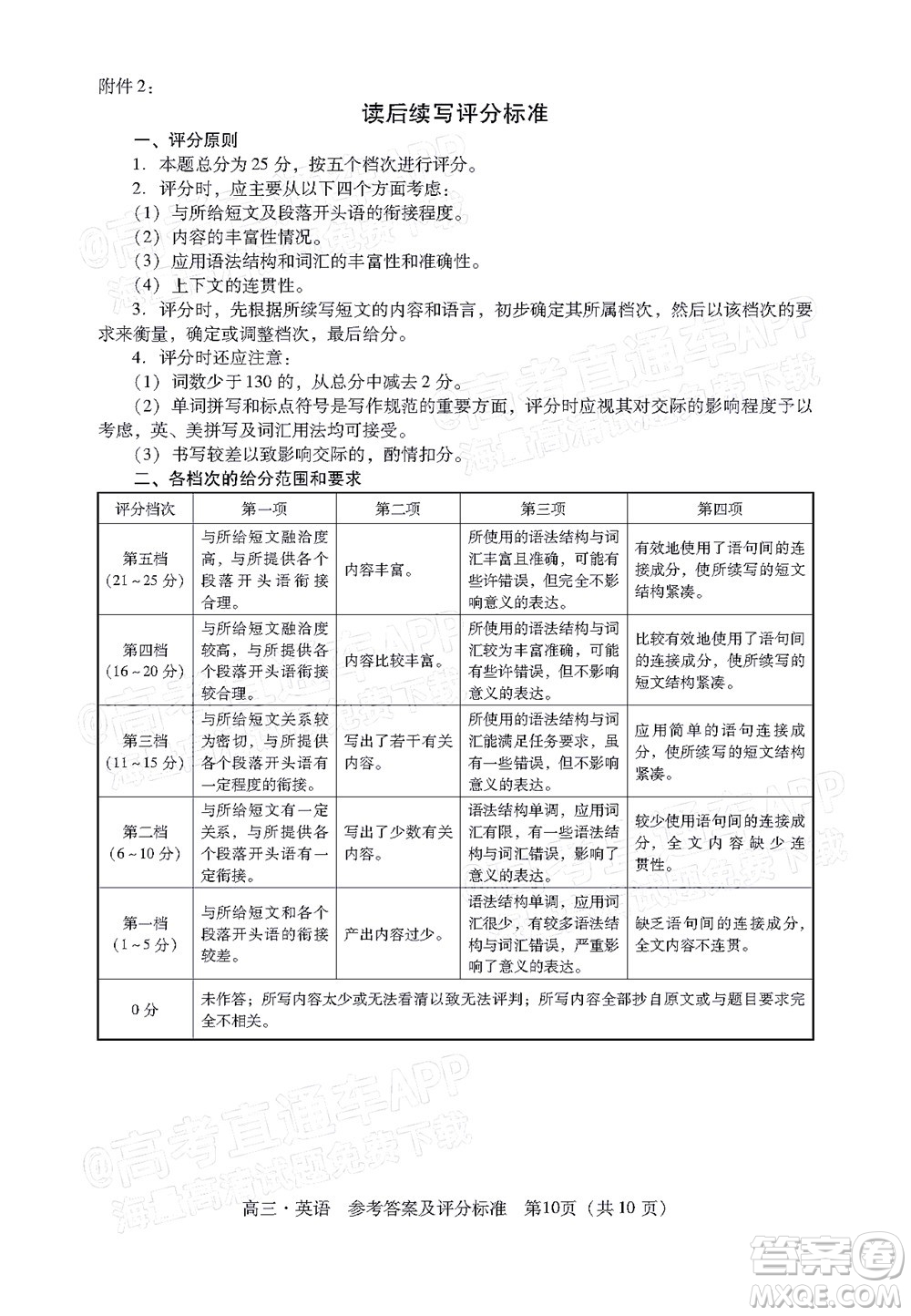 汕尾市2022屆高三學(xué)生調(diào)研考試英語試題及答案