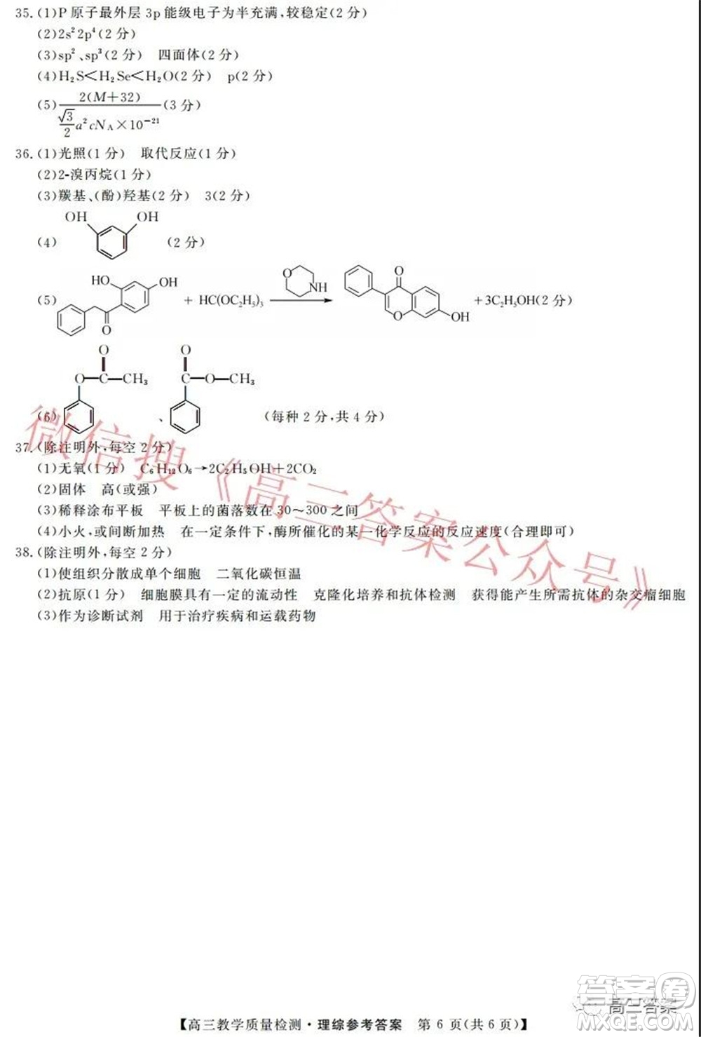 2022年1月廣西高三教學(xué)質(zhì)量監(jiān)測(cè)試題理科綜合試題及答案