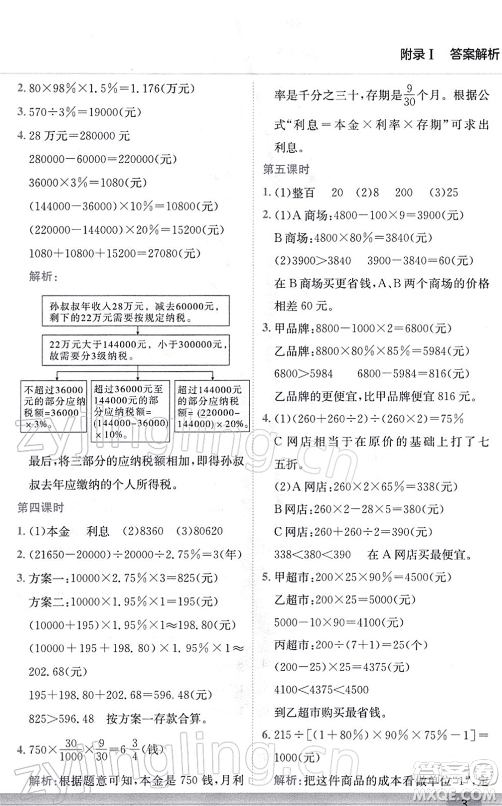 龍門書局2022黃岡小狀元作業(yè)本六年級數(shù)學(xué)下冊R人教版答案