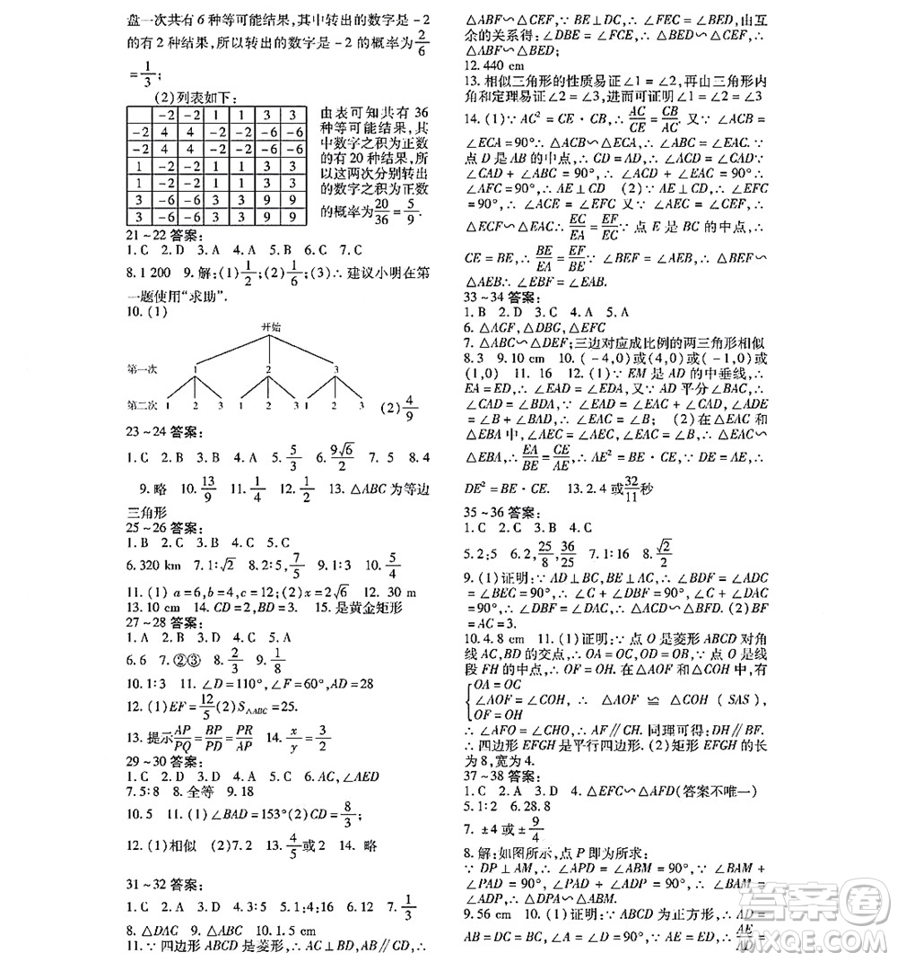 黑龍江少年兒童出版社2022寒假Happy假日九年級數學林甸專用答案