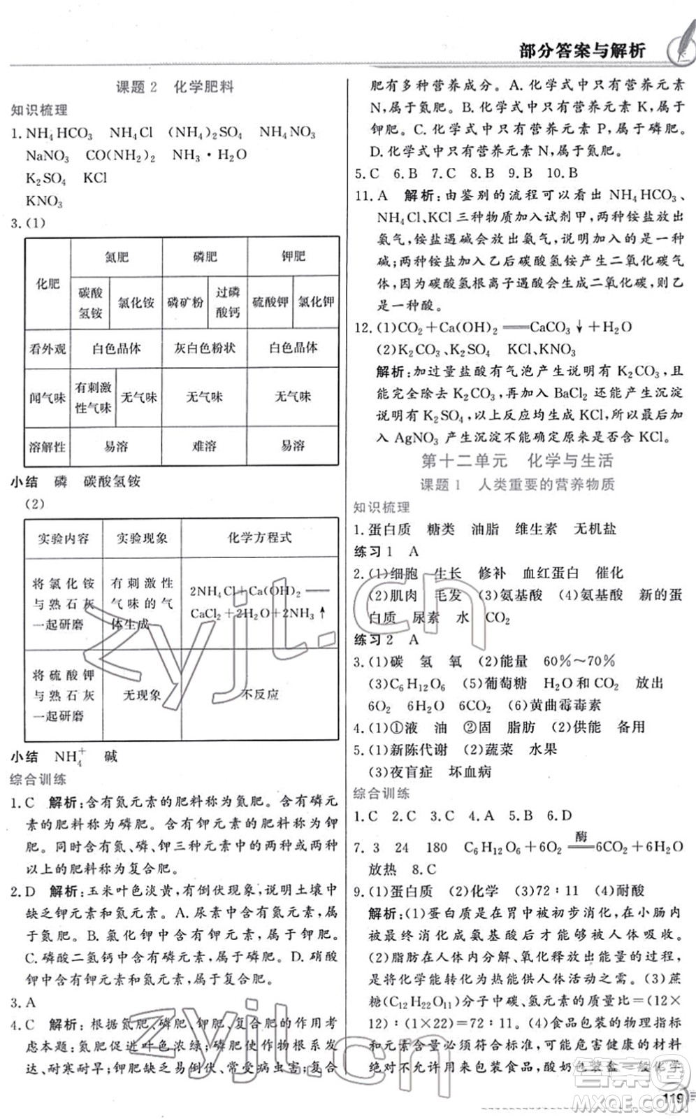 新世紀(jì)出版社2022同步導(dǎo)學(xué)與優(yōu)化訓(xùn)練九年級(jí)化學(xué)下冊(cè)人教版答案