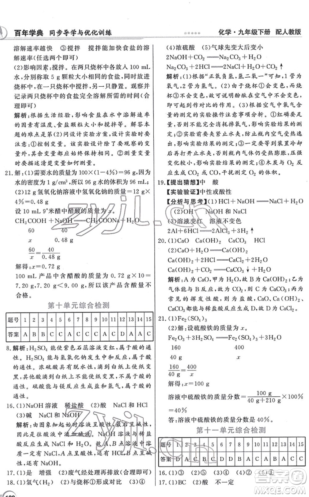 新世紀(jì)出版社2022同步導(dǎo)學(xué)與優(yōu)化訓(xùn)練九年級(jí)化學(xué)下冊(cè)人教版答案