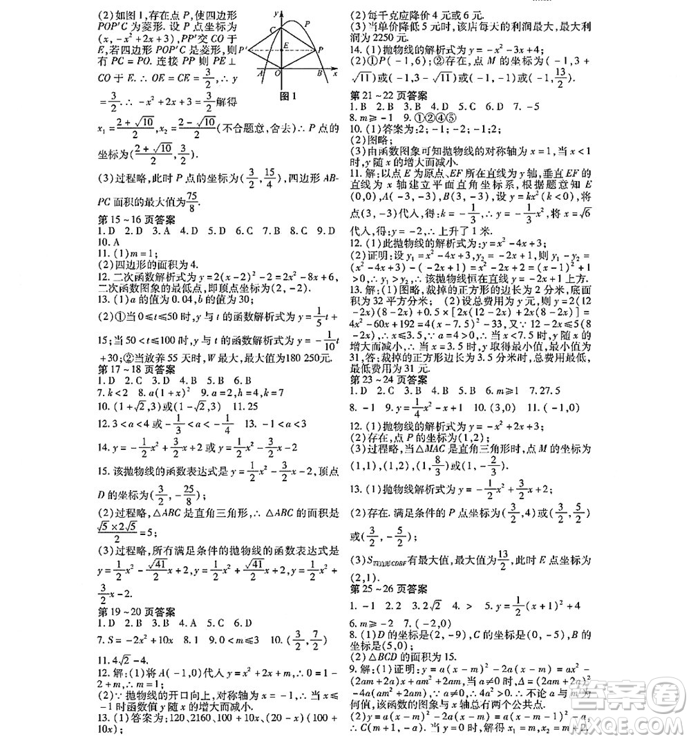 黑龍江少年兒童出版社2022寒假Happy假日九年級(jí)數(shù)學(xué)通用版答案