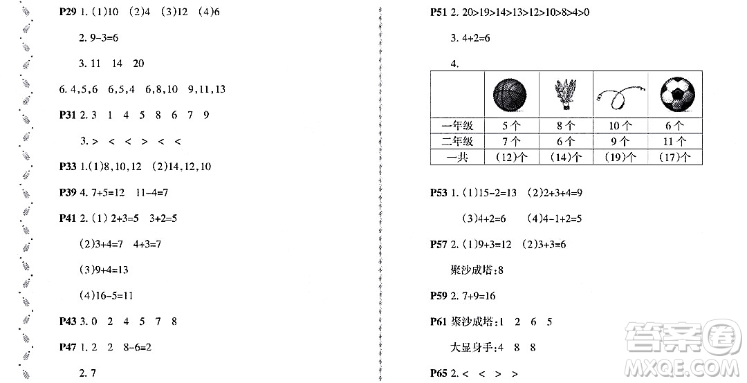 黑龍江少年兒童出版社2022陽光假日寒假一年級數(shù)學(xué)北師大版答案